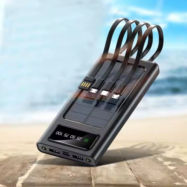 20,000mAh Waterproof Solar Power Bank - Portable Charger with LED Flashlight - Mundo Electronic