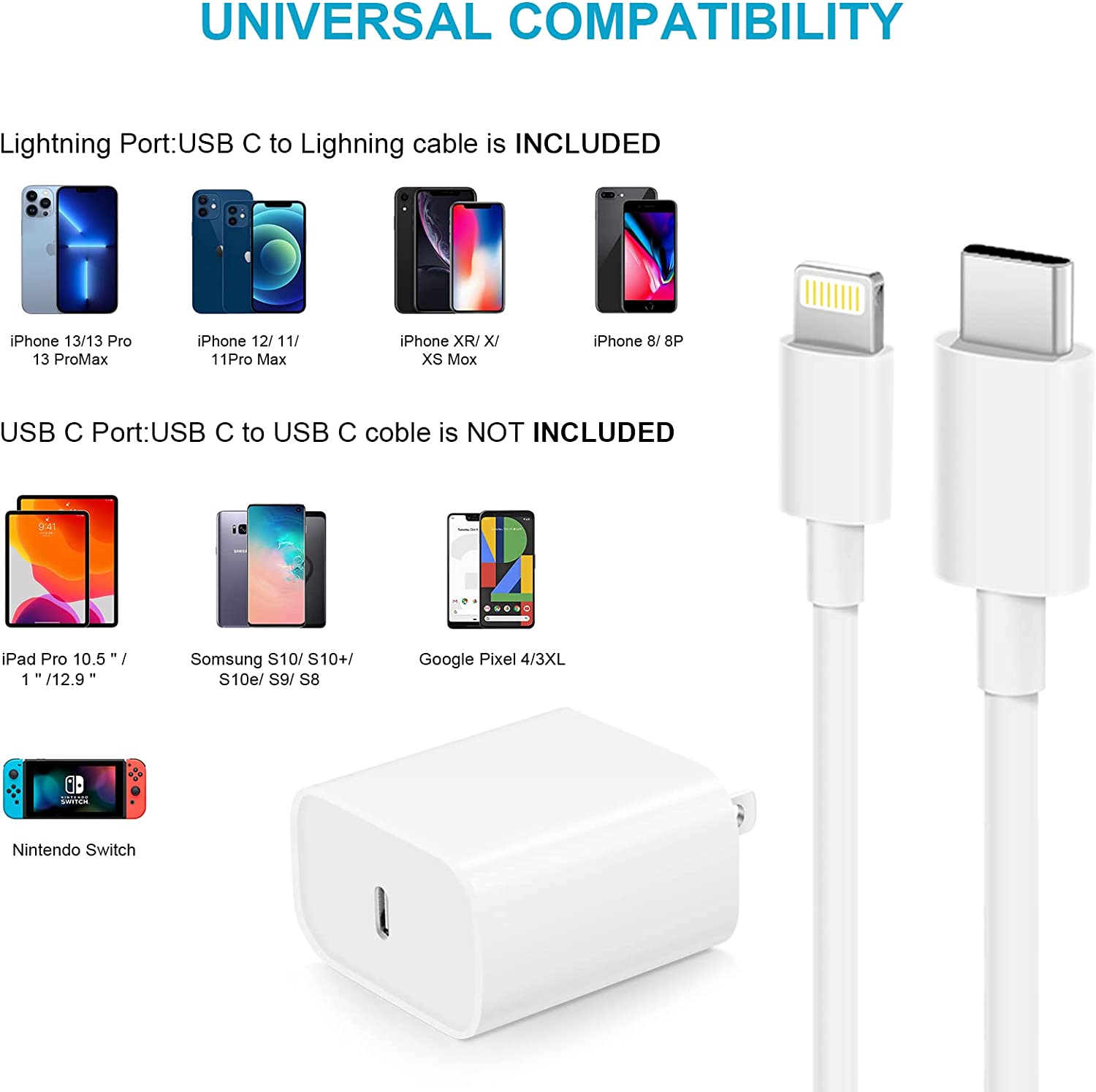 iPhone Charger Fast Charging, USB C 20W - Mundo Electronic