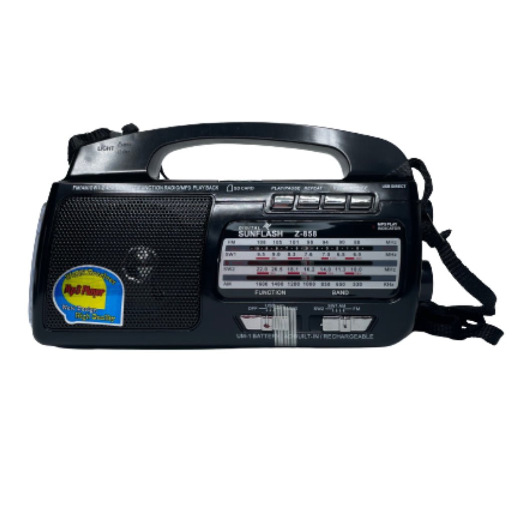Digital Sunflash Emergency Flashlight 4 Band Radio AM/FM Z-858 - Mundo Electronic