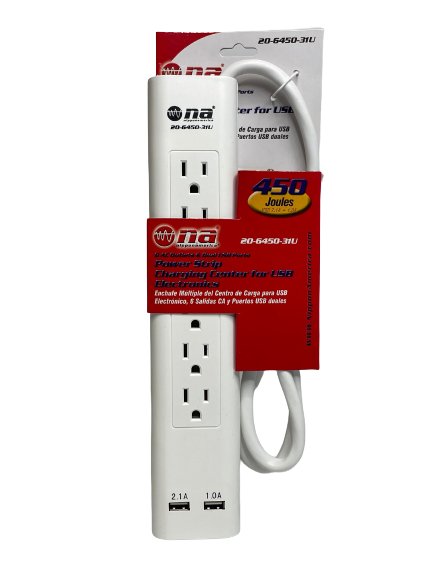 NA Power Strip Charging Center for USB Model-20-645031U - Mundo Electronic